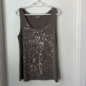 JANA Brown Embellished Tank Top Size L